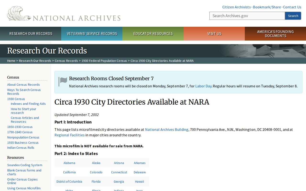Waukesha County city directory years in the National Archives guide